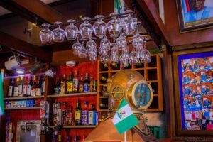 Glassware above the Club bar
